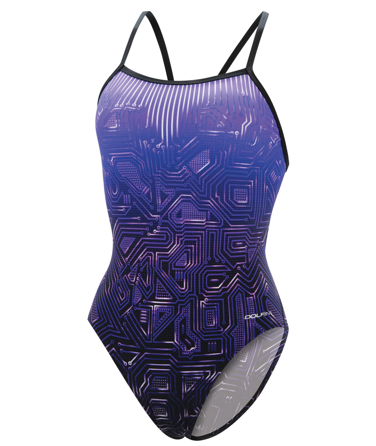 Women's Graphlite Circuit Print V-Back One Piece Swimsuit