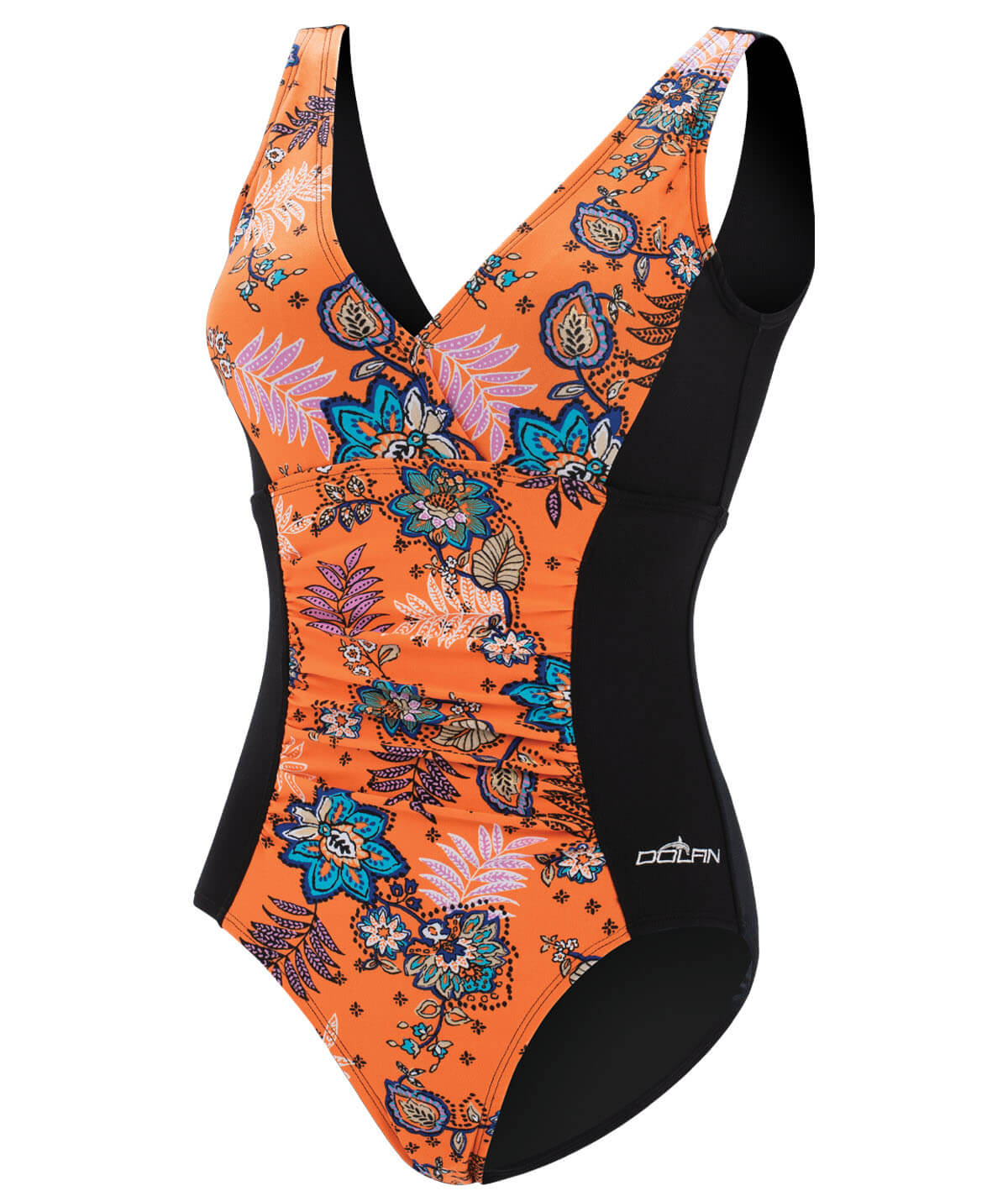 Aquashape Women's Moderate V-Neck Panel One Piece Swimsuit