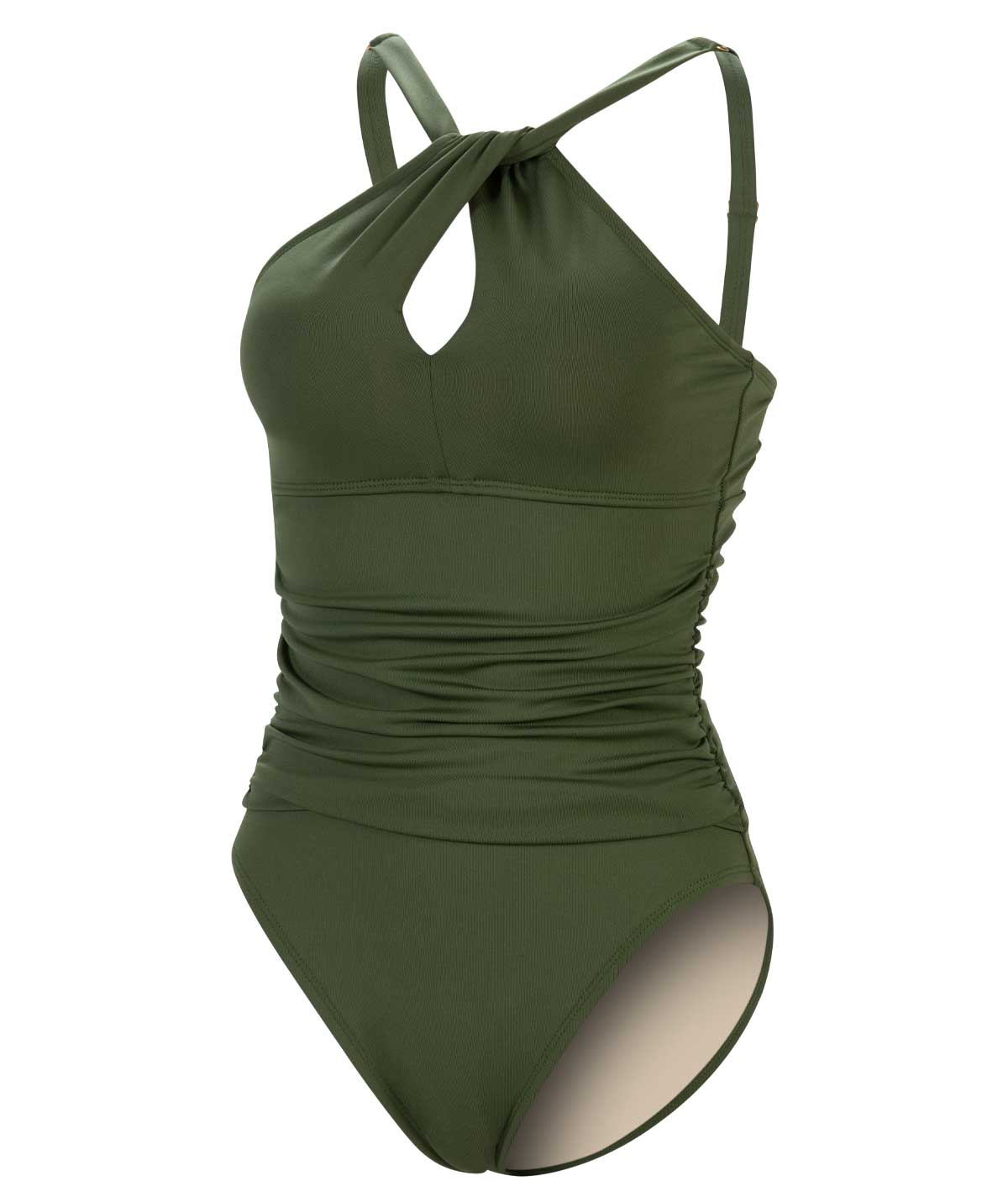 Aquashape Women's Solid Keyhole Front Contemporary One Piece Swimsuit