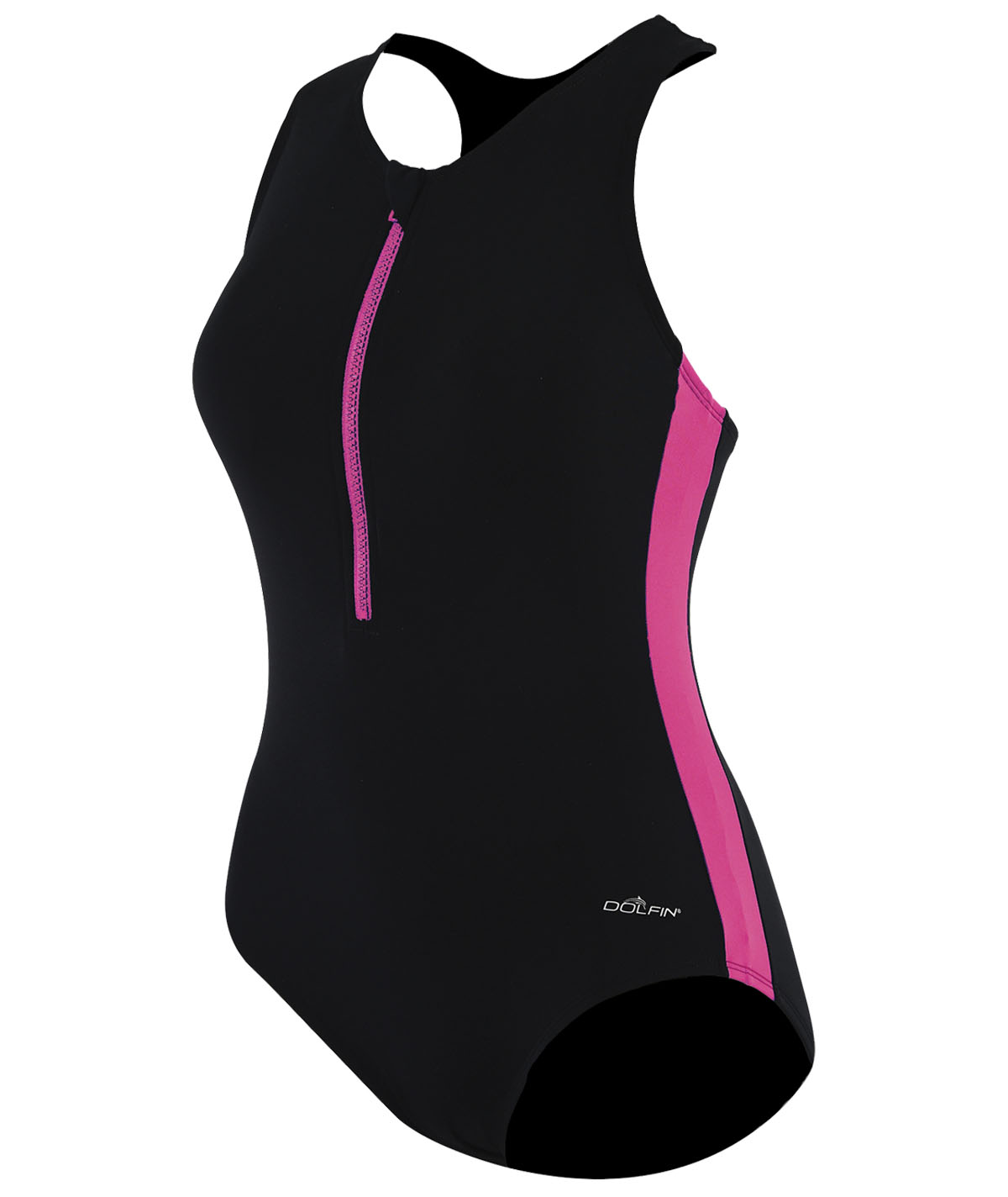 Women's Aquashape Zip-Front Racerback One Piece Swimsuit