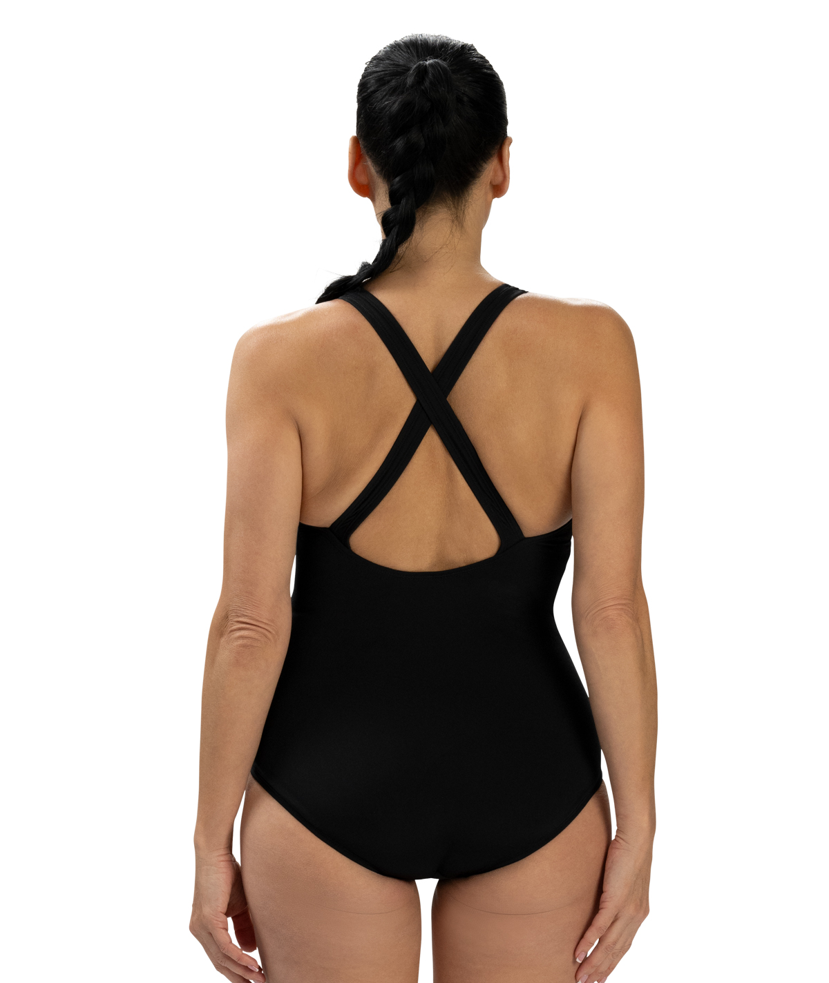 Women's Aquashape Black Scoop Neck Conservative One Piece