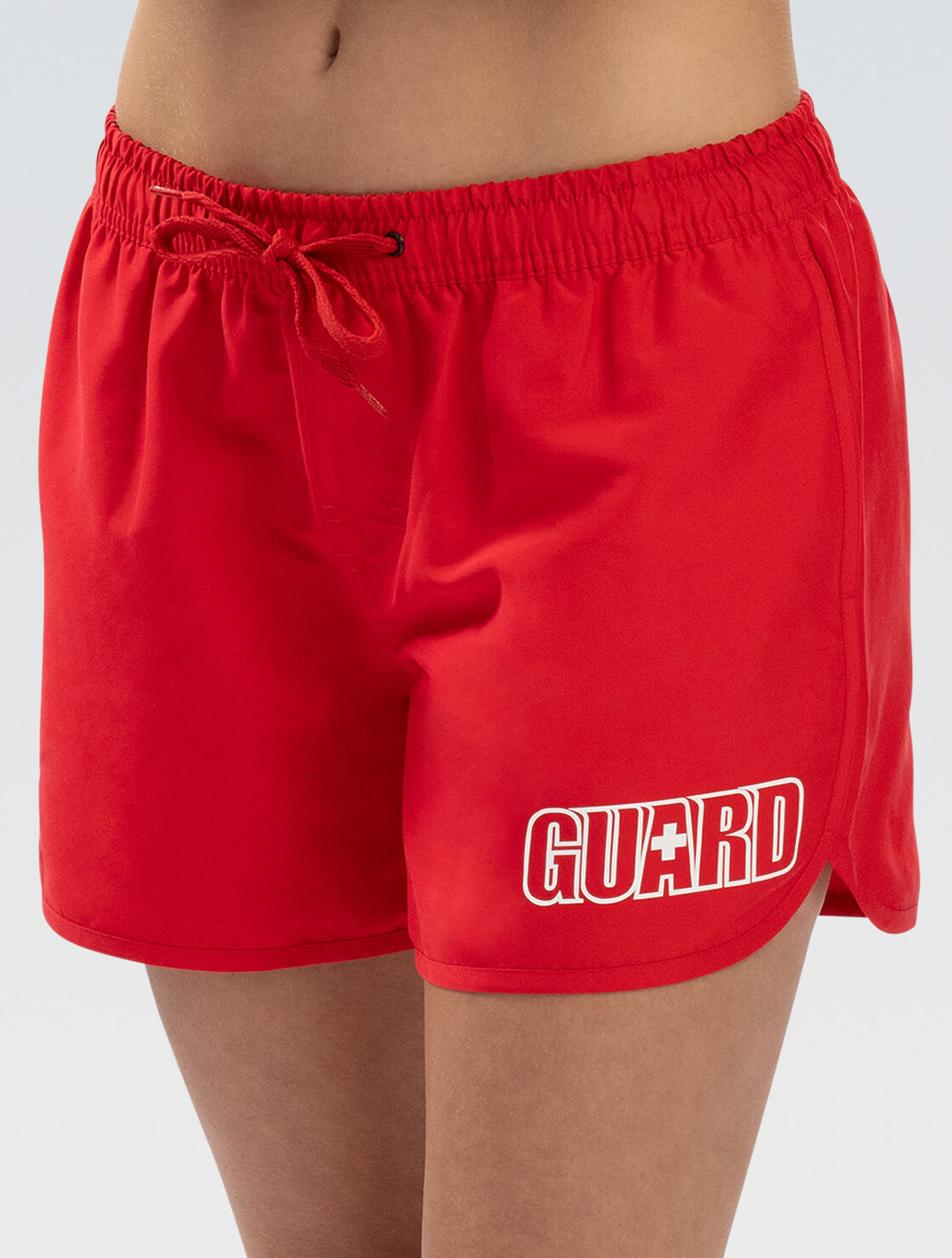 Women's Solid Red Guard Swim Short