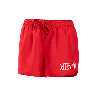 Women's Solid Red Guard Swim Short