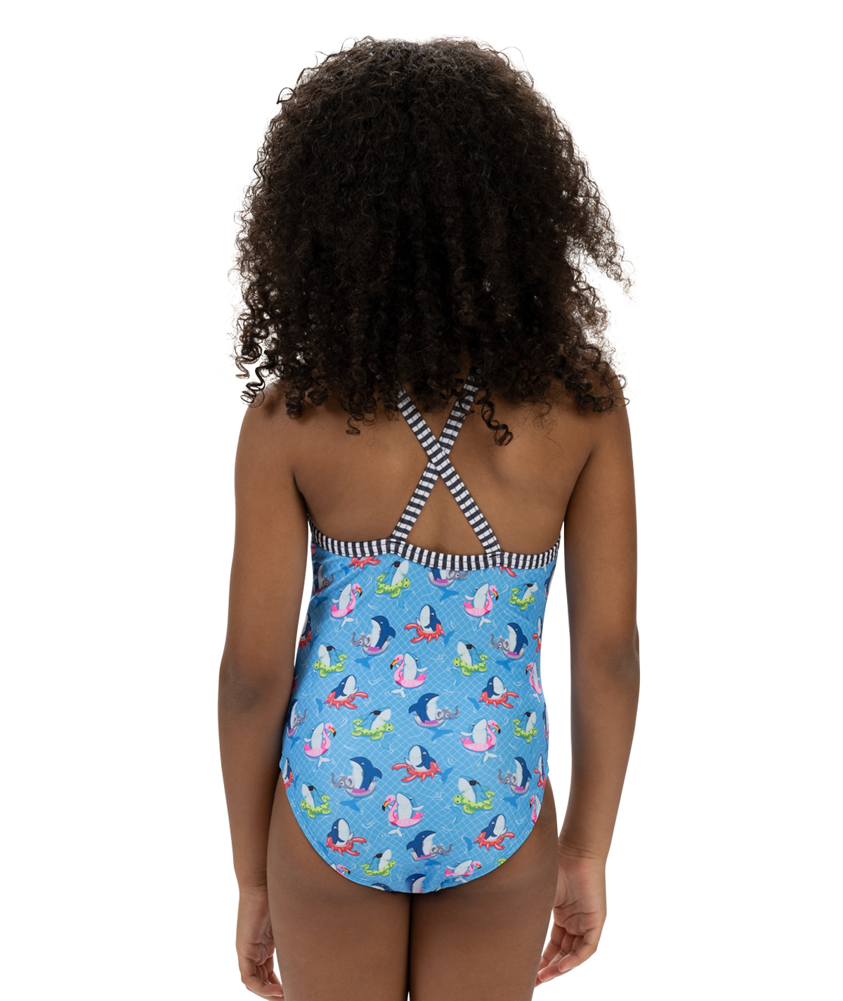 Goldfish Uglies Girls' Fin Floats Criss-Cross Back One Piece Swimsuit