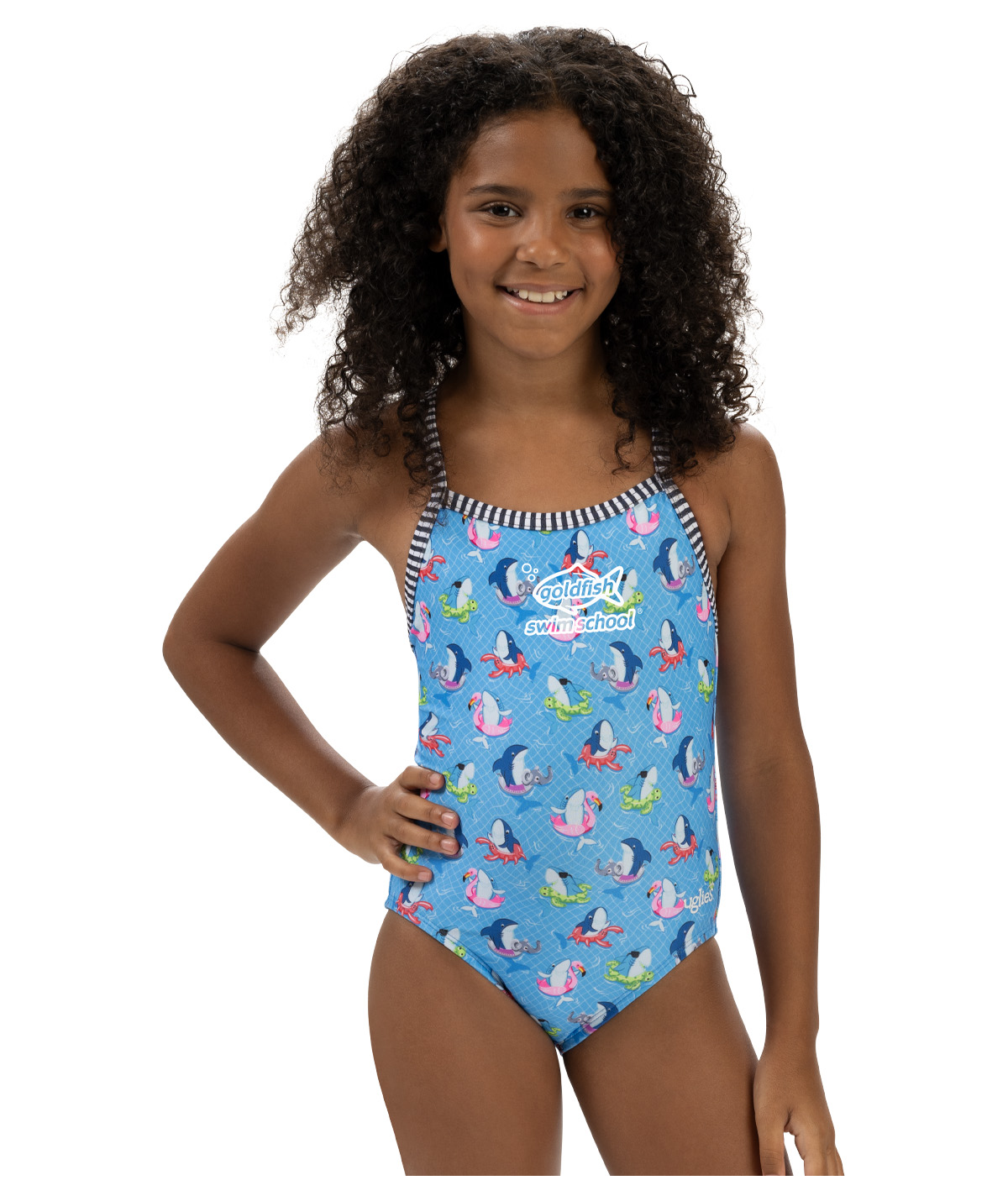 Goldfish Uglies Girls' Fin Floats Criss-Cross Back One Piece Swimsuit