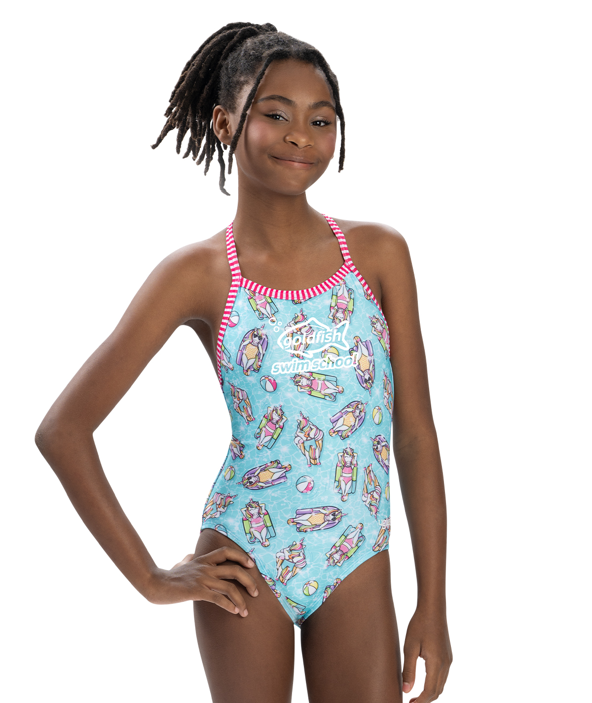 Goldfish Uglies Girls' Splish Splash Criss-Cross Back One Piece