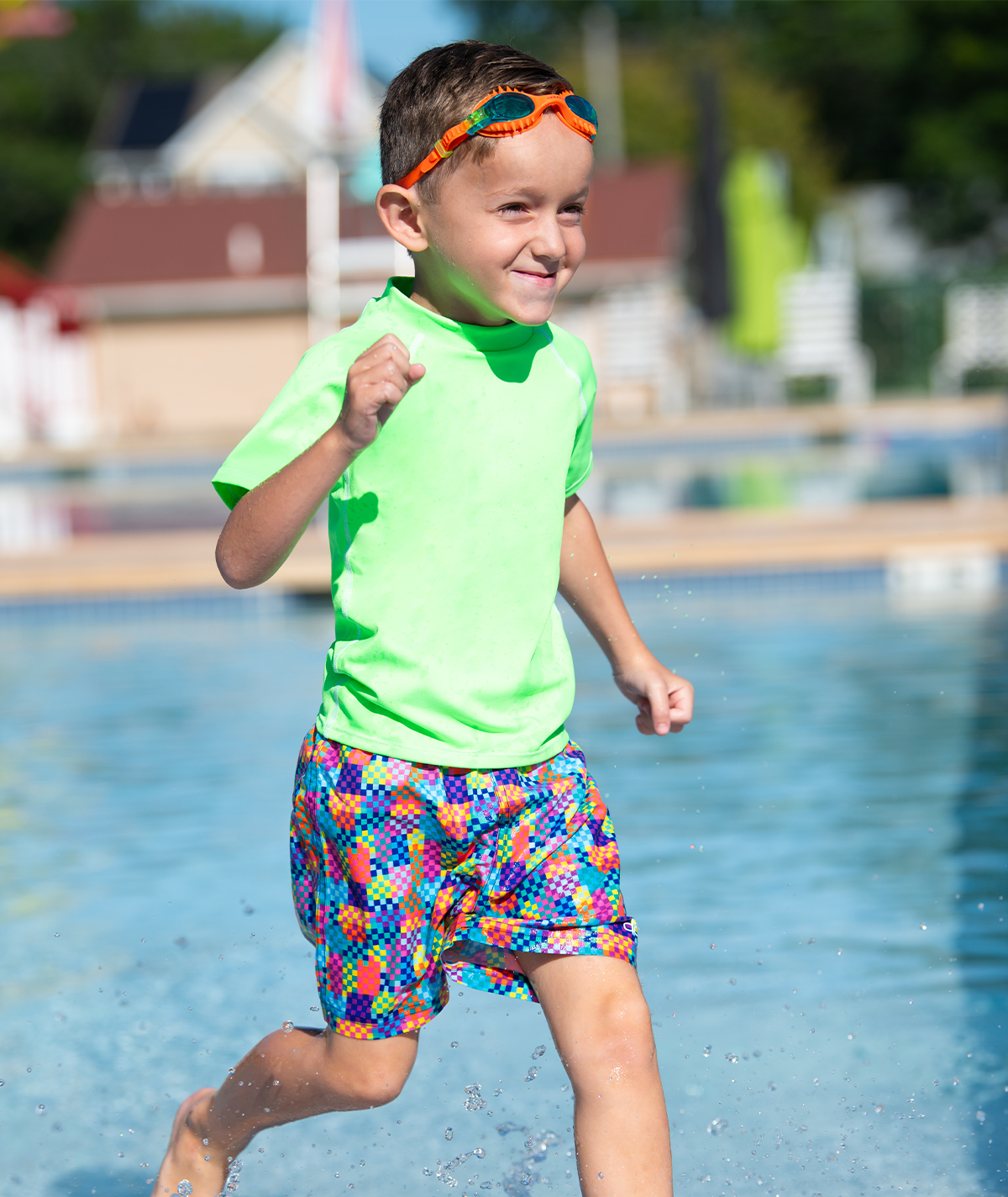 Little Dolfin Boys' Build Me Up Swim Trunks with Elastic Waistband