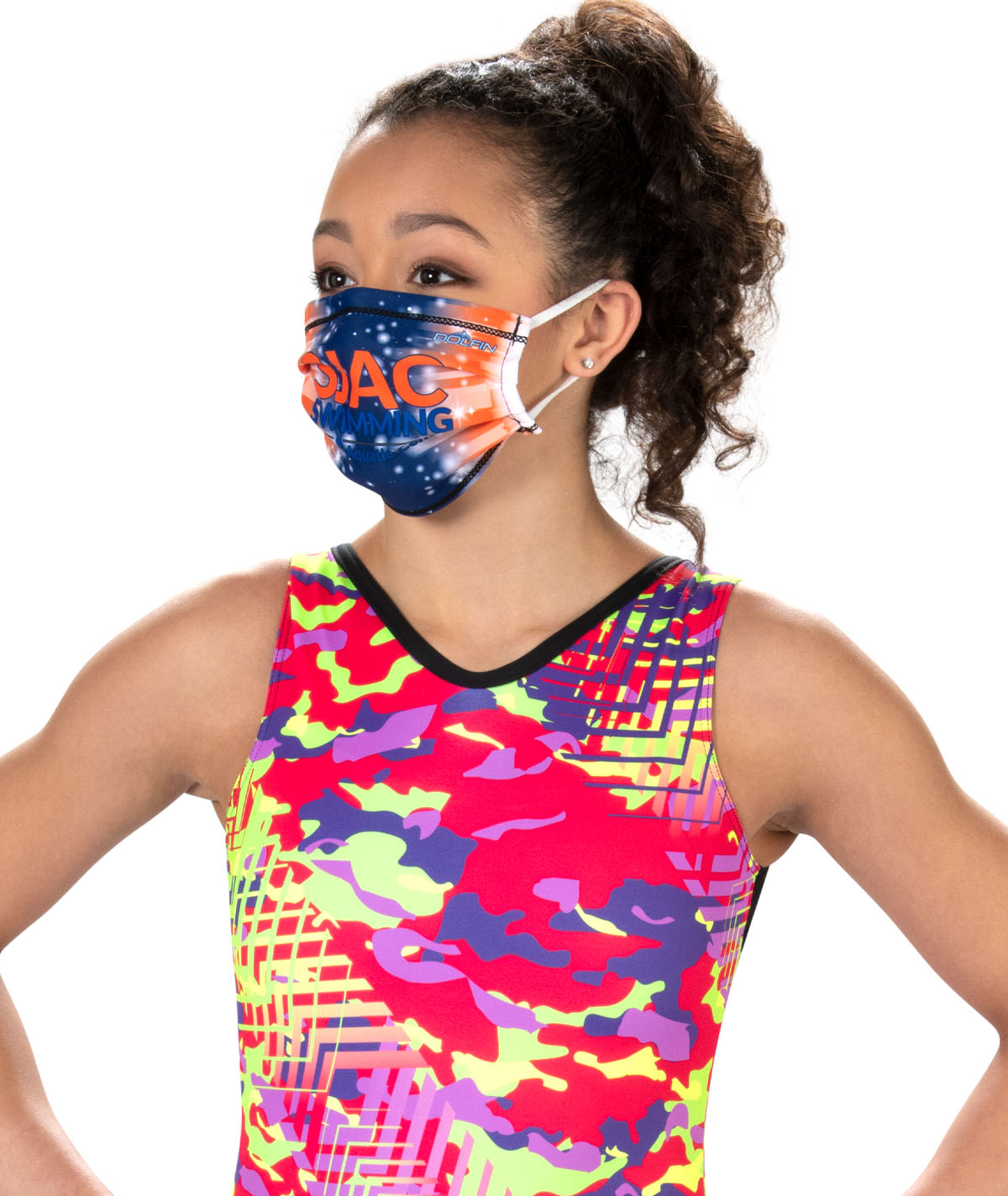 Reusable Customizable Pleated Sublimated Face Mask with Ear Loops